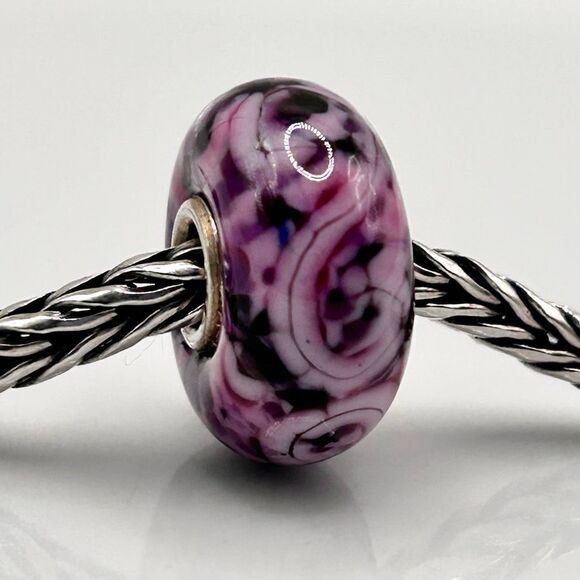 Summersday Artisan Trollbeads Style Trollstone Bright & Dark Pinks Purples Swirl - Picture 10 of 10
